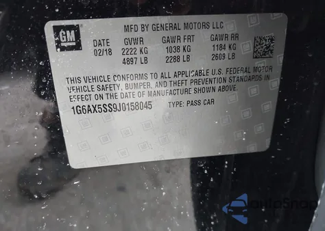 2018 Cadillac Cts Luxury из США, поврежденный, VIN 1G6AX5SS9J0158045